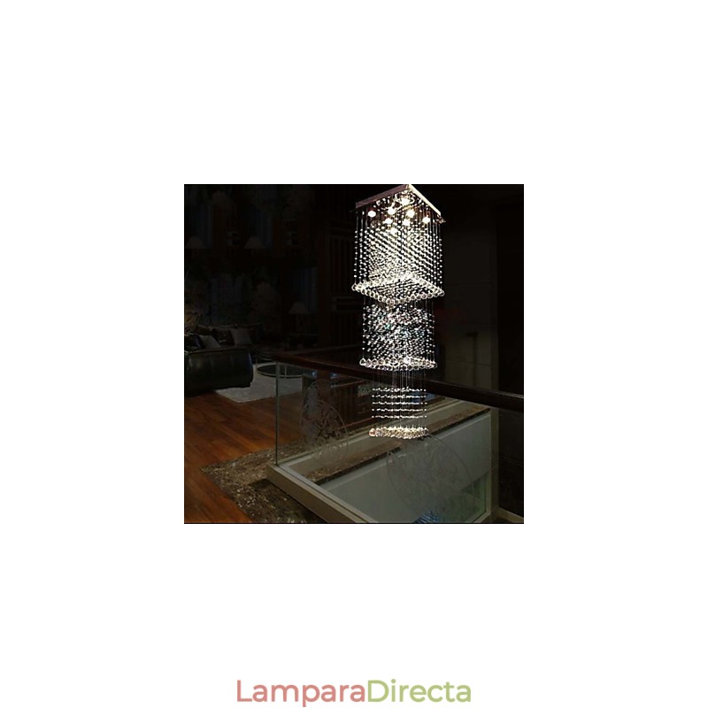 Lámparas colgantes de cristal para techo, 8 luces, modernas y lujosas, con dosel plateado, K9, accesorios de cristal transparente.