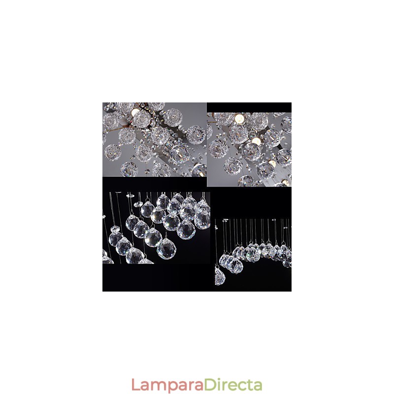 Lámparas colgantes de cristal para techo, 8 luces, modernas y lujosas, con dosel plateado, K9, accesorios de cristal transparente.