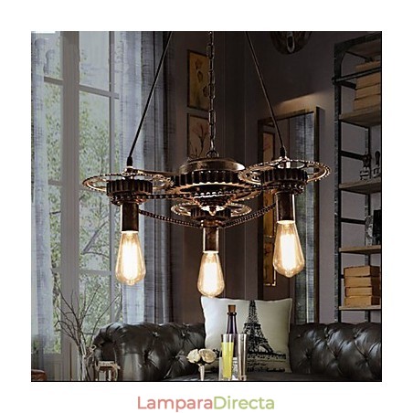 Lámpara de araña de hierro vintage con mecanismo de viento industrial Lámpara de araña de hierro vintage con mecanismo de viento industrial