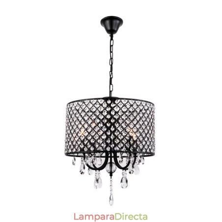 Lámpara de araña moderna contemporánea de cristal cromado con forma de tambor Lámpara de araña moderna contemporánea de cristal cromado con forma de tambor