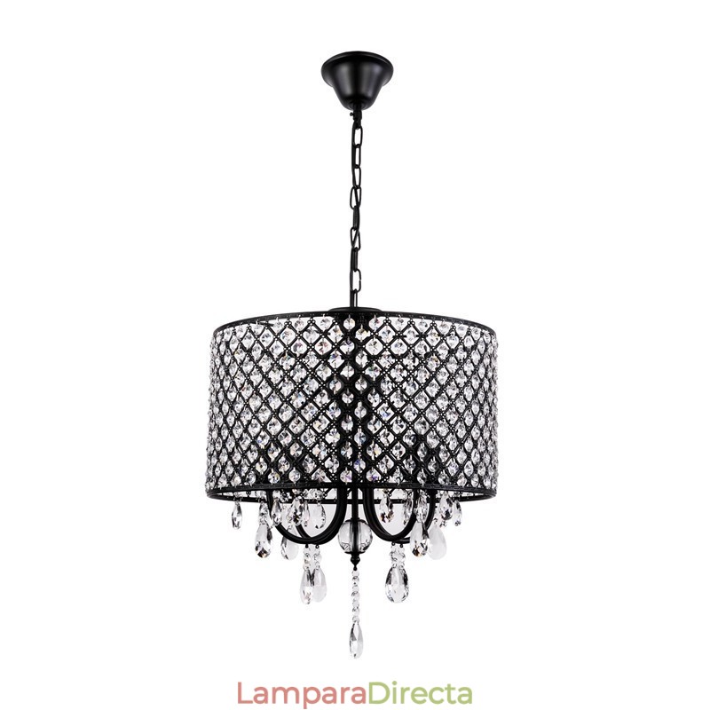 Lámpara de araña moderna contemporánea de cristal cromado con forma de tambor