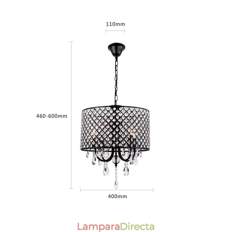 Lámpara de araña moderna contemporánea de cristal cromado con forma de tambor