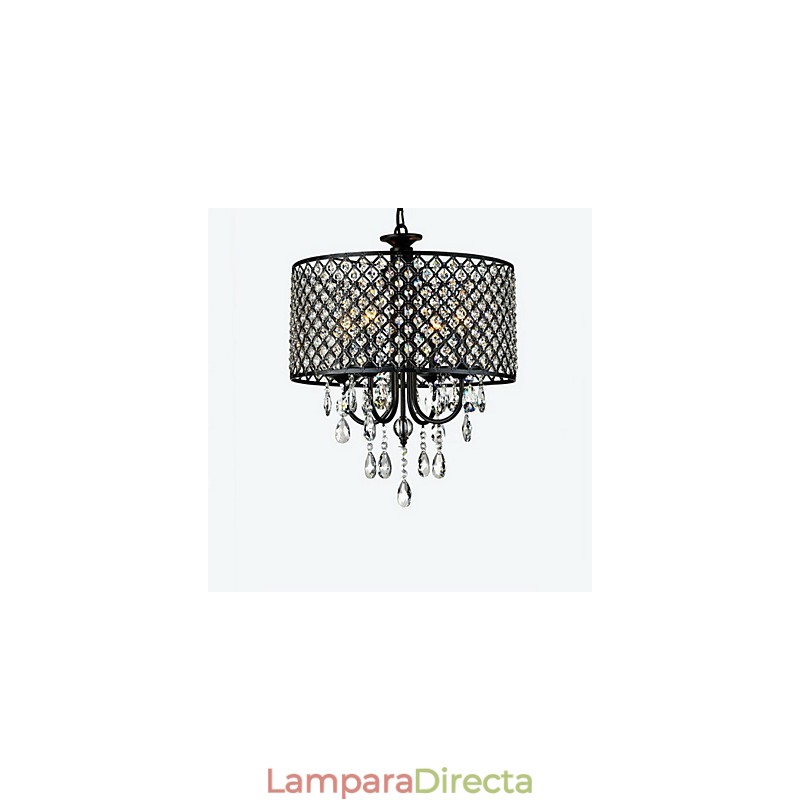 Lámpara de araña moderna contemporánea de cristal cromado con forma de tambor