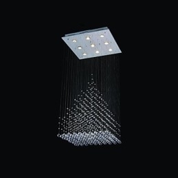 Lámpara de techo moderna contemporánea de metal cromado y cristal