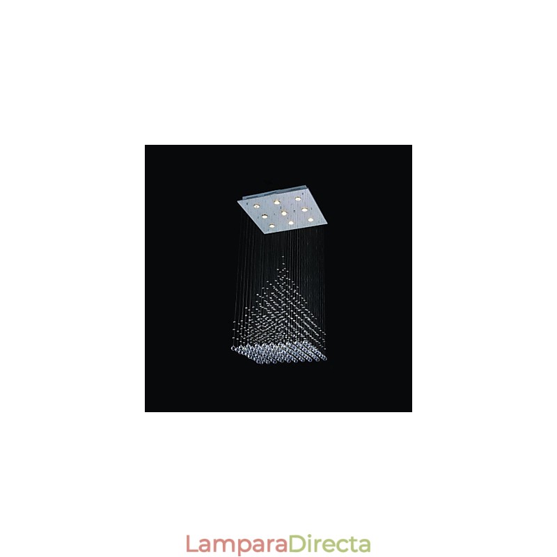 Lámpara de techo moderna contemporánea de metal cromado y cristal