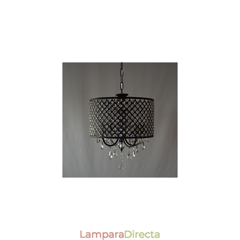 Lámpara de araña moderna contemporánea de cristal cromado con forma de tambor