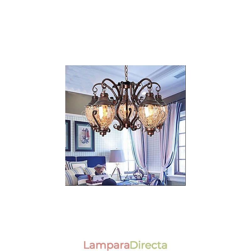 Lámpara de araña de hierro antigua pastoral europea retro