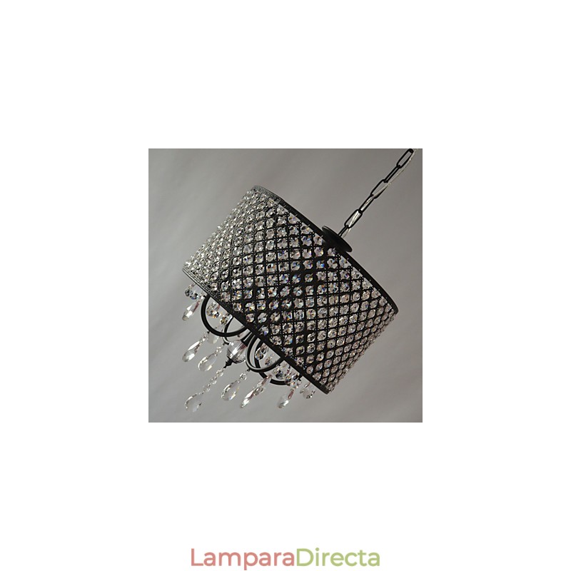 Lámpara de araña moderna contemporánea de cristal cromado con forma de tambor