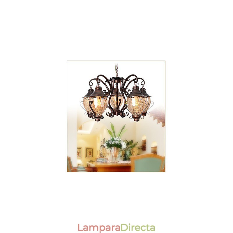 Lámpara de araña de hierro antigua pastoral europea retro