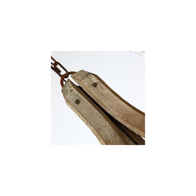 Lámpara de araña de bambú de madera con pintura estilo mini vintage