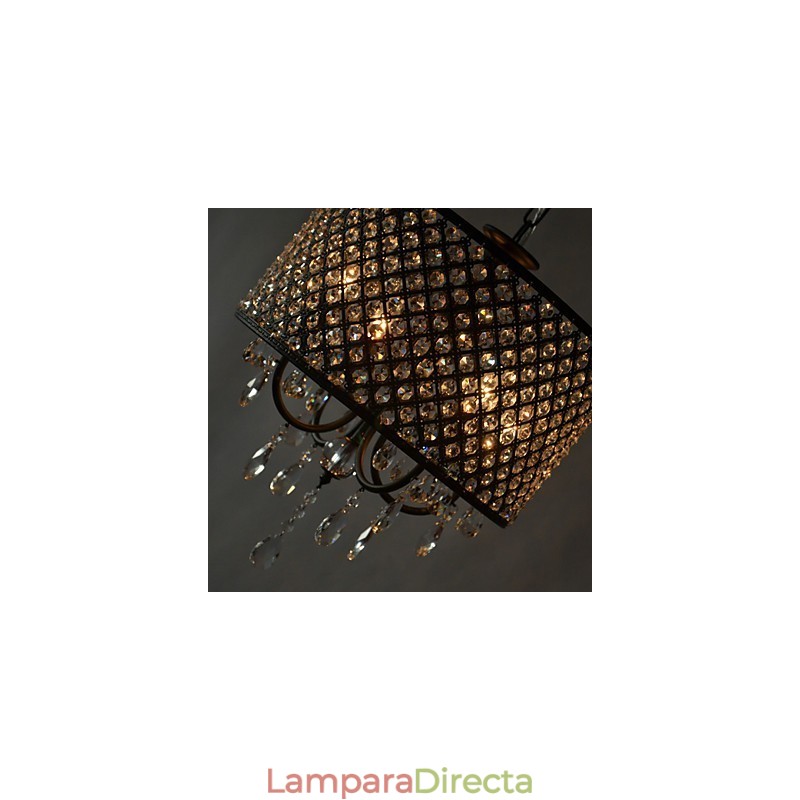 Lámpara de araña moderna contemporánea de cristal cromado con forma de tambor