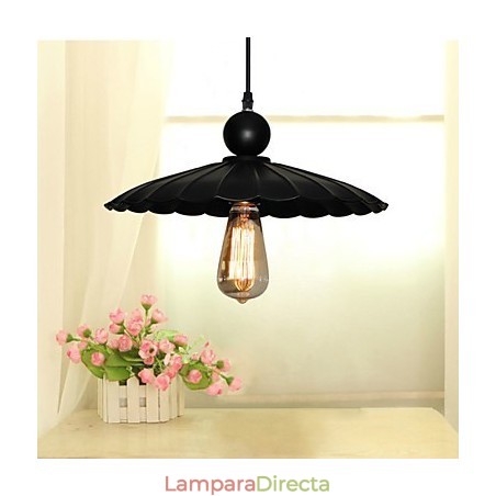 Lámpara colgante de metal estilo paraguas, estilo vintage, color negro, de tamaño mediano y una luz. Lámpara colgante de metal estilo paraguas, estilo vintage, color negro, de tamaño mediano y una luz.