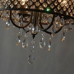 Lámpara de araña moderna contemporánea de cristal cromado con forma de tambor