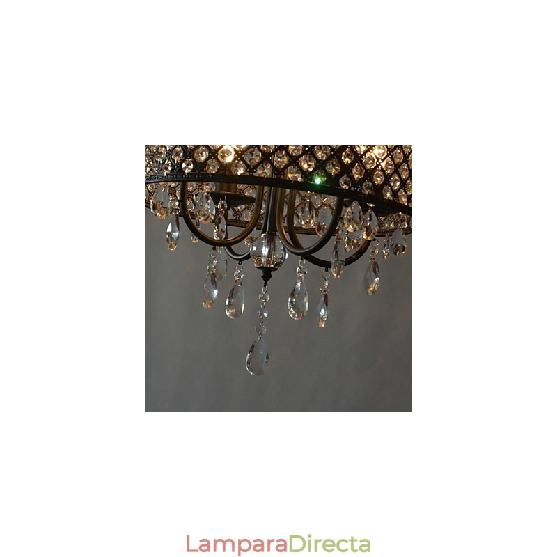 Lámpara de araña moderna contemporánea de cristal cromado con forma de tambor