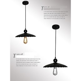 Lámpara colgante de metal estilo paraguas, estilo vintage, color negro, de tamaño mediano y una luz.