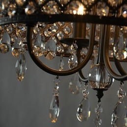 Lámpara de araña moderna contemporánea de cristal cromado con forma de tambor
