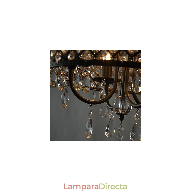 Lámpara de araña moderna contemporánea de cristal cromado con forma de tambor
