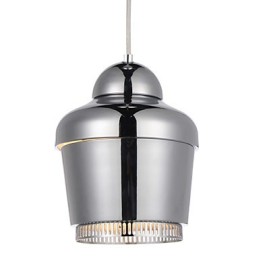 Lámpara colgante de 1 luz, moderna, simplicidad, dorada, cromada, negra, blanca, de acero al carbono, de metal.