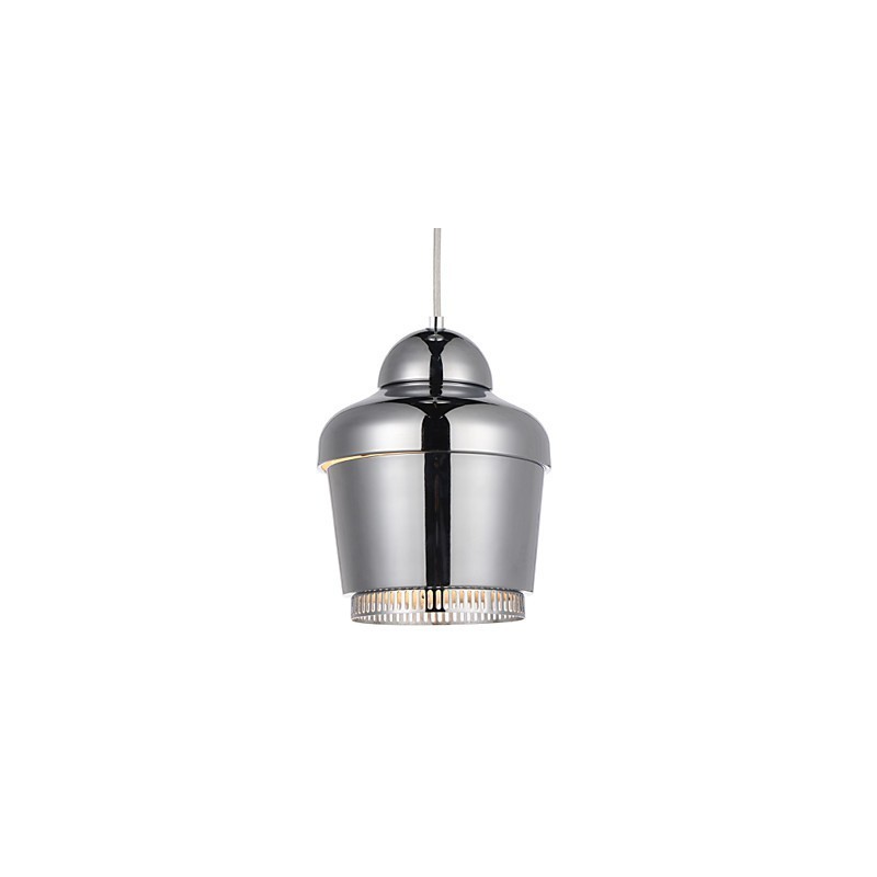 Lámpara colgante de 1 luz, moderna, simplicidad, dorada, cromada, negra, blanca, de acero al carbono, de metal.