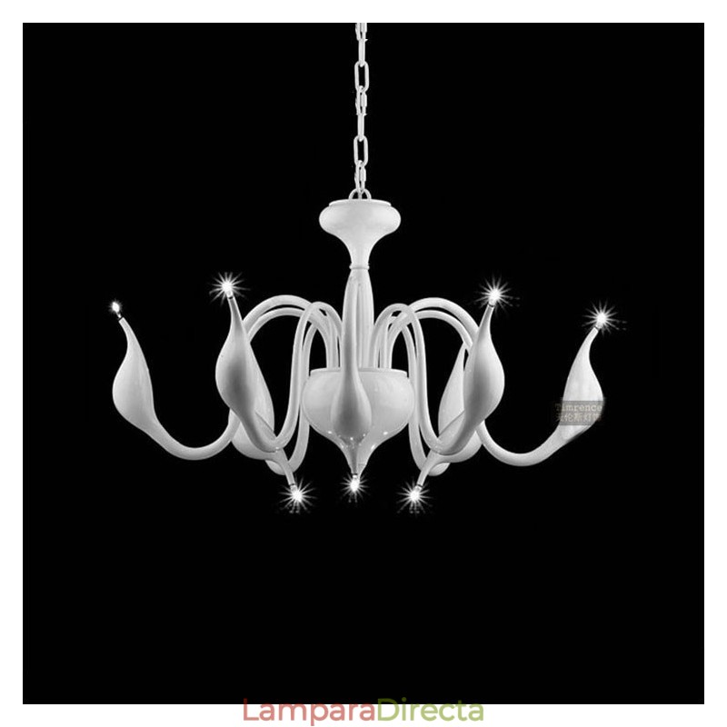 Lámpara de araña moderna contemporánea de metal galvanizado de 9 luces blancas