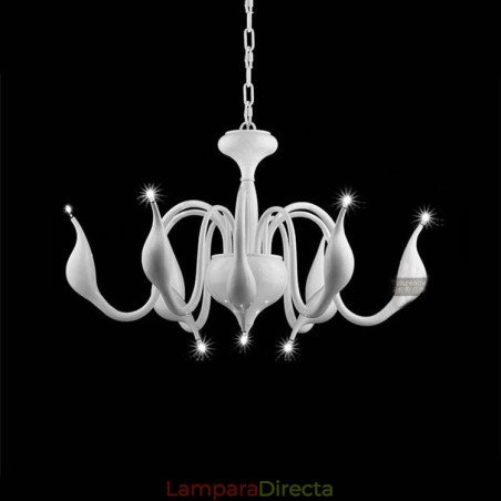 Lámpara de araña moderna contemporánea de metal galvanizado de 9 luces blancas Lámpara de araña moderna contemporánea de metal galvanizado de 9 luces blancas
