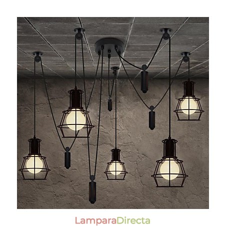 Lámpara de araña de 5 cabezas estilo rústico estilo cabaña, estilo vintage, retro, de metal. Lámpara de araña de 5 cabezas estilo rústico estilo cabaña, estilo vintage, retro, de metal.