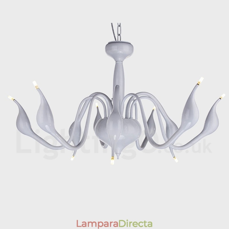 Lámpara de araña moderna contemporánea de metal galvanizado de 9 luces blancas