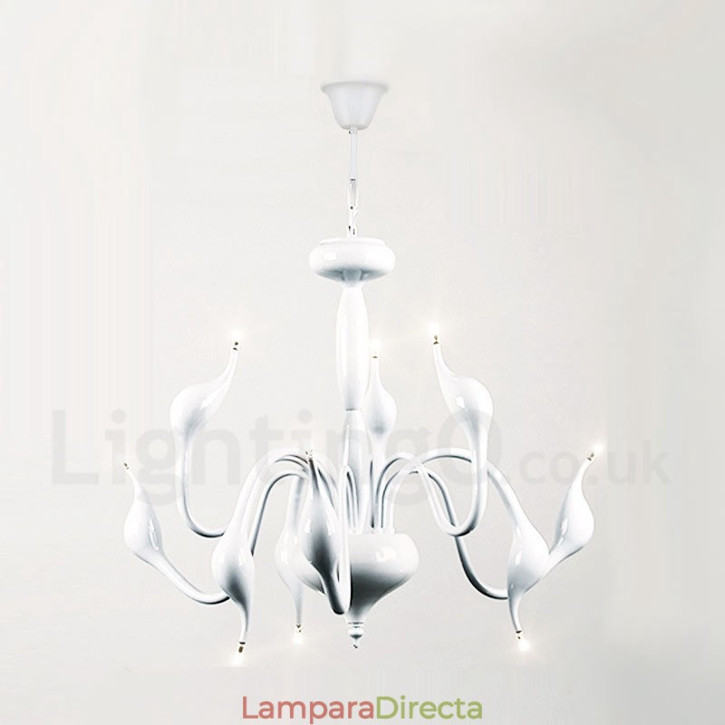 Lámpara de araña moderna contemporánea de metal galvanizado de 9 luces blancas
