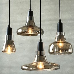 Lámpara de araña de cristal con decoración de sombras contemporánea y contraída.