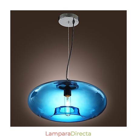 Lámpara colgante de diseño moderno de cristal azul con bombilla incluida. Lámpara colgante de diseño moderno de cristal azul con bombilla incluida.