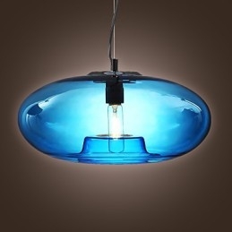Lámpara colgante de diseño moderno de cristal azul con bombilla incluida.