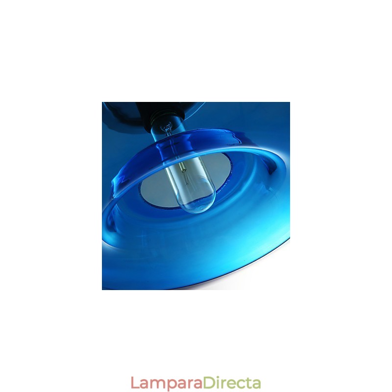 Lámpara colgante de diseño moderno de cristal azul con bombilla incluida.