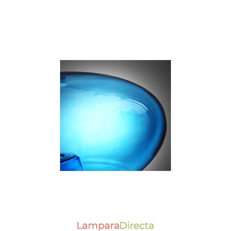 Lámpara colgante de diseño moderno de cristal azul con bombilla incluida.