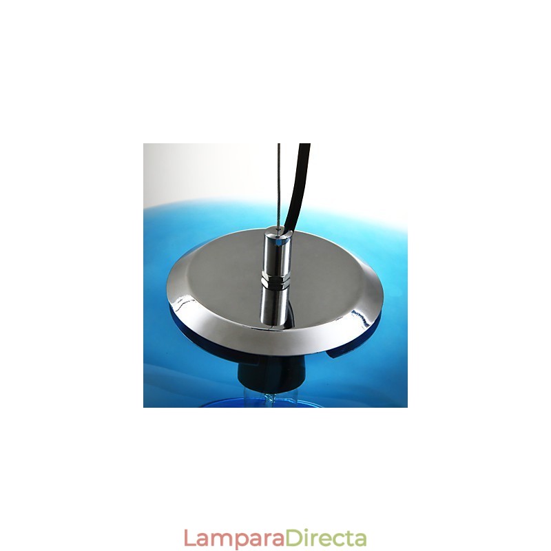 Lámpara colgante de diseño moderno de cristal azul con bombilla incluida.
