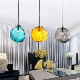 Lámpara colgante de 3 luces estilo italiano con acabado galvanizado transparente.