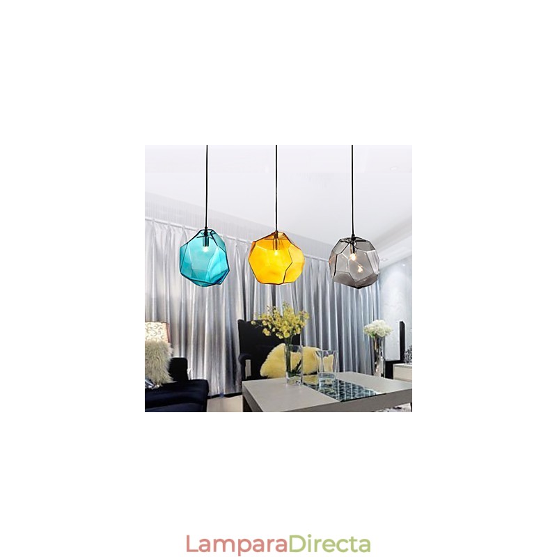 Lámpara colgante de 3 luces estilo italiano con acabado galvanizado transparente.
