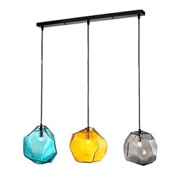 Lámpara colgante de 3 luces estilo italiano con acabado galvanizado transparente.