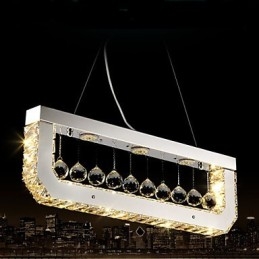 Lámpara colgante de cristal rectangular de luz amarilla
