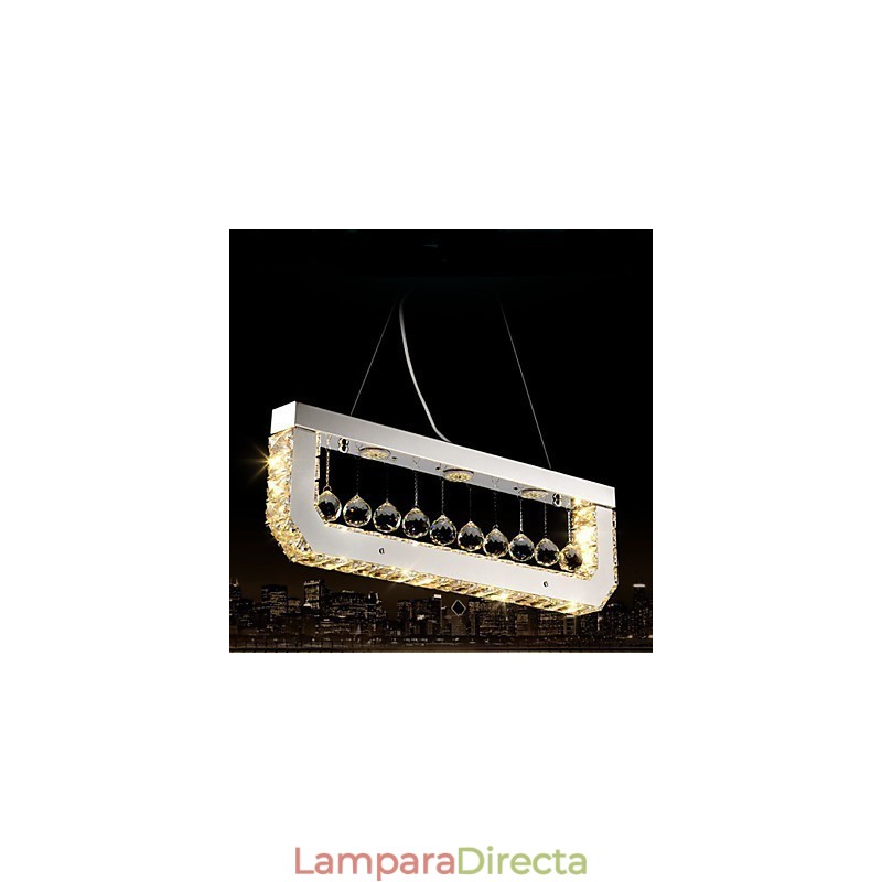 Lámpara colgante de cristal rectangular de luz amarilla