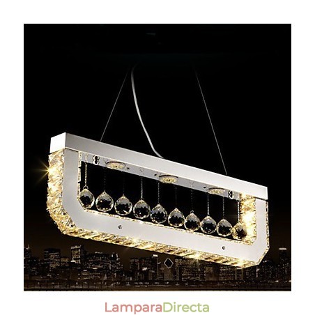 Lámpara colgante de cristal rectangular de luz amarilla