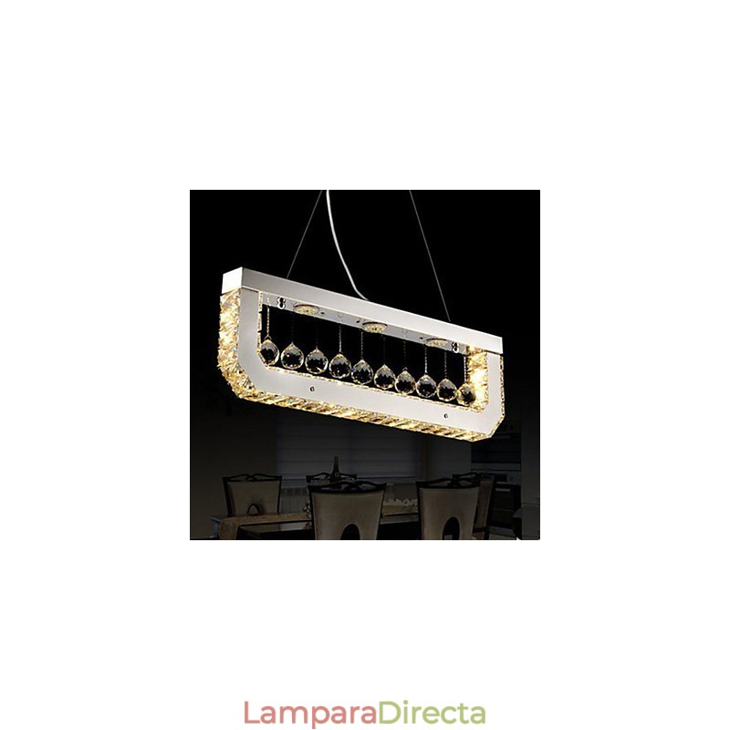 Lámpara colgante de cristal rectangular de luz amarilla