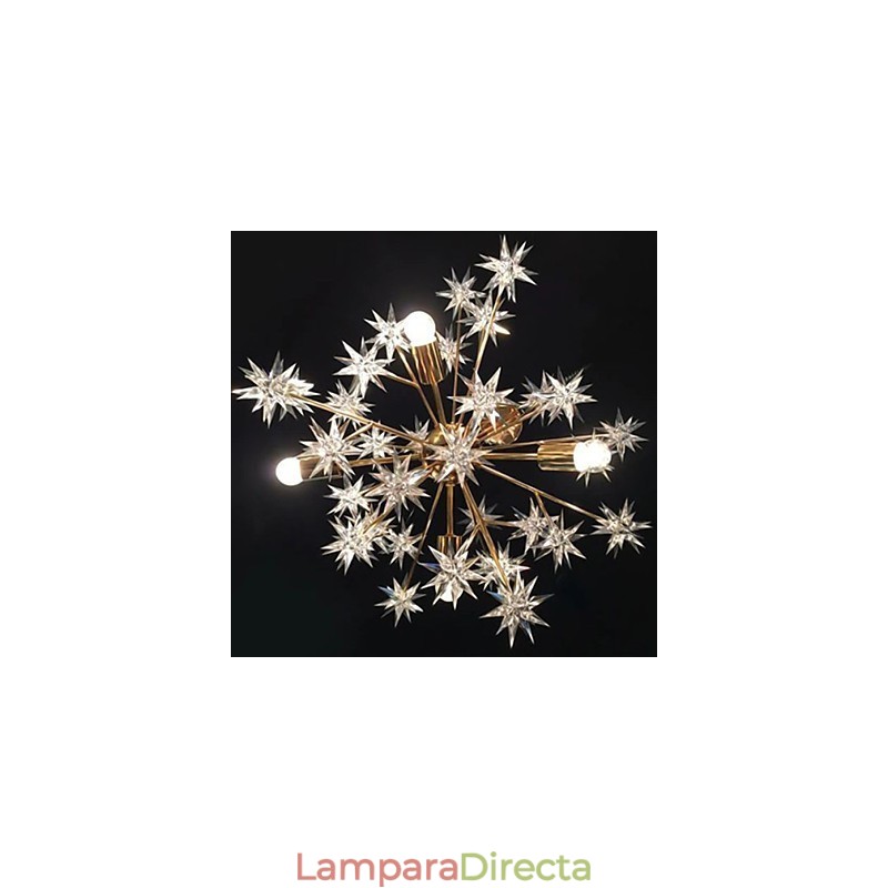 Lámpara colgante de hierro forjado con forma de bola y estrellas, chispa creativa