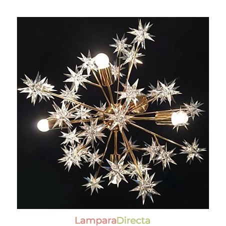 Lámpara colgante de hierro forjado con forma de bola y estrellas, chispa creativa Lámpara colgante de hierro forjado con forma de bola y estrellas, chispa creativa