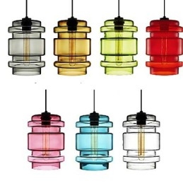 Lámpara de araña de cristal artístico de una sola cabeza, color caramelo, con pantalla de cristal (blanco, gris, amarillo, verde, rojo, rosa y azul)