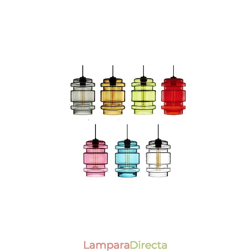 Lámpara de araña de cristal artístico de una sola cabeza, color caramelo, con pantalla de cristal (blanco, gris, amarillo, verde, rojo, rosa y azul)