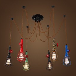 Lámpara colgante vintage de 6 luces con diseño de pipa de agua