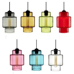 Lámpara colgante de araña de cristal artístico de un solo cabezal con pantalla de cristal (gris, amarillo, verde, rojo, rosa, azul y blanco)