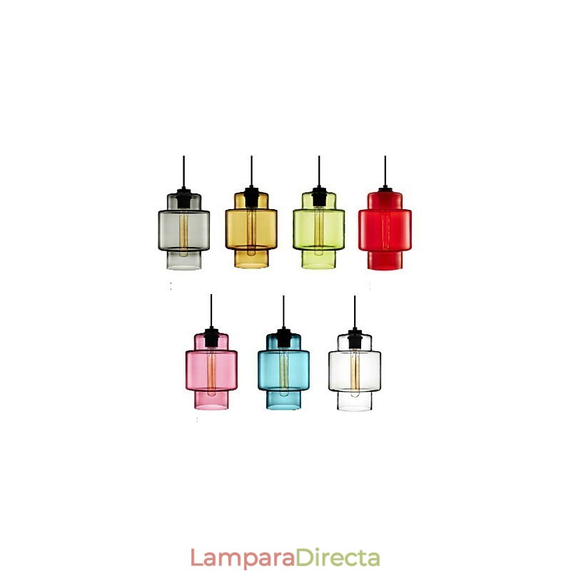 Lámpara colgante de araña de cristal artístico de un solo cabezal con pantalla de cristal (gris, amarillo, verde, rojo, rosa, azul y blanco)