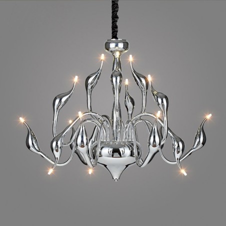 Lámpara de araña moderna contemporánea de metal cromado galvanizado y plata de 15 luces Lámpara de araña moderna contemporánea de metal cromado galvanizado y plata de 15 luces