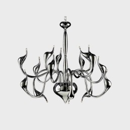 Lámpara de araña moderna contemporánea de metal cromado galvanizado y plata de 15 luces